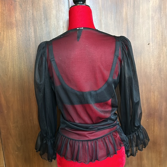 Vintage Sheer Nylon Lace Bed Jacket S/M - Picture 4 of 9